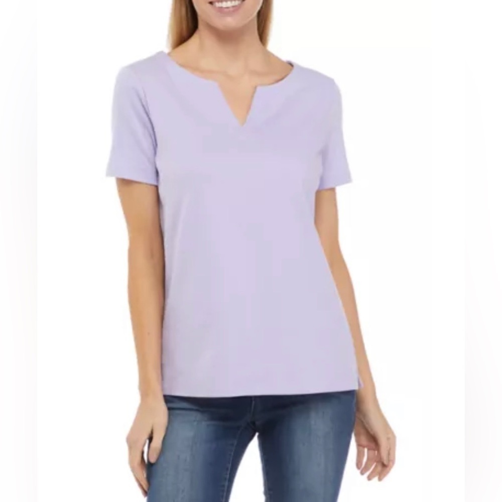 Kim Rogers Perfectly Soft Splitneck Short Sleeve Tee Petite XL